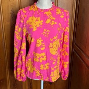 Shein Pink & Yellow Floral Blouse